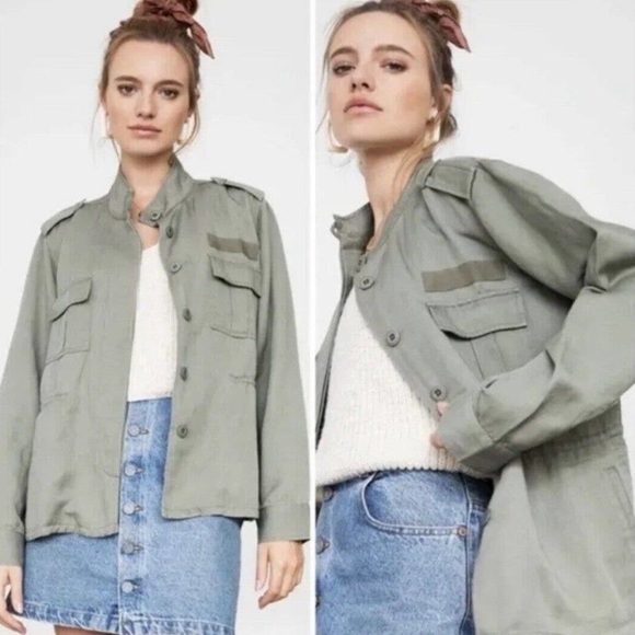 Rails Sahara Utility Linen Blend Jacket In Sage - Picture 1 of 11
